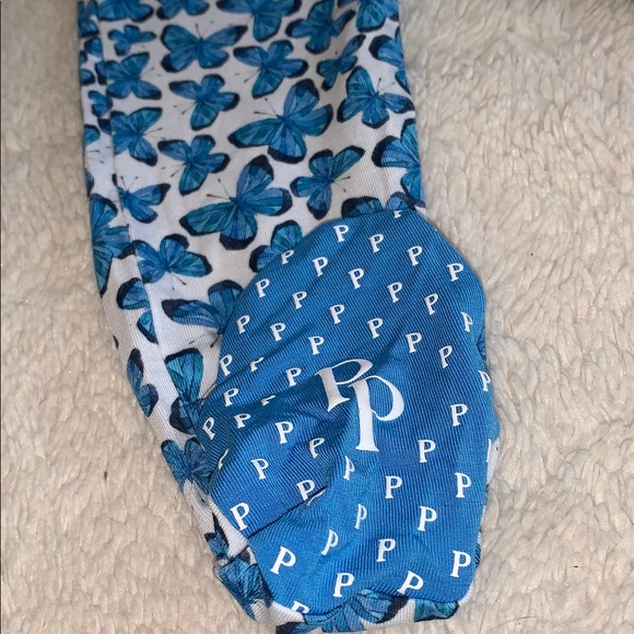 NWT Posh Peanut Ruffled Footie Nayeli 6-9M Blue Butterflies - Picture 7 of 9